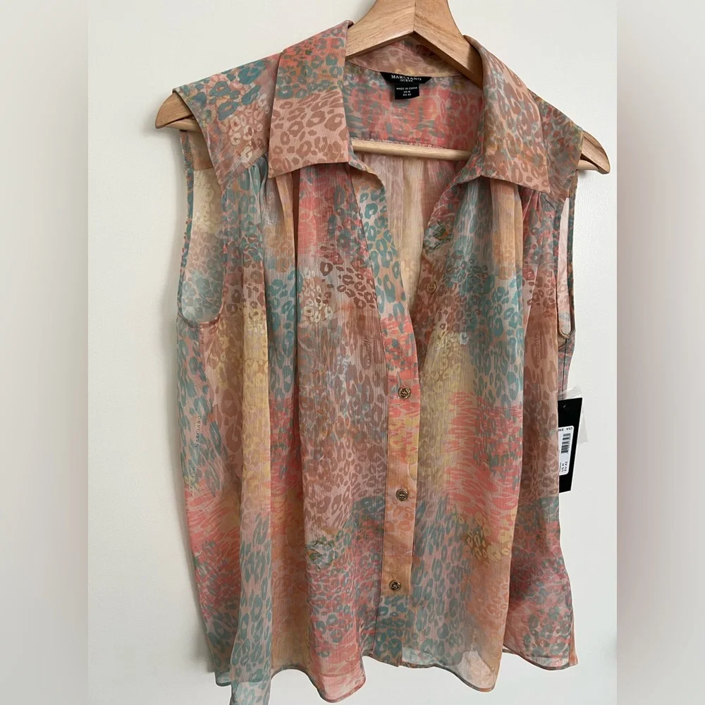 GUESS By Marciano Semi-Shade Maculage Sleeveless Top | Multicolor Size: M/6 - Picture 5 of 16